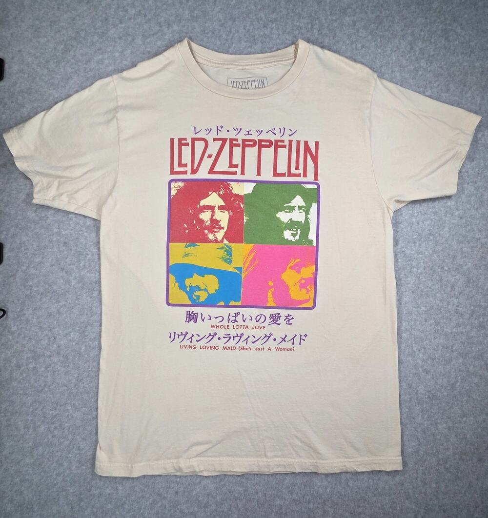 Led Zeppelin Japanese Single Graphic Tee Shirt Medium M Cream Mythgem Unisex
